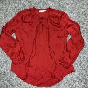 Trina Turk Blouse Womens Size M Red Silk Blend Jewel tone Glamour